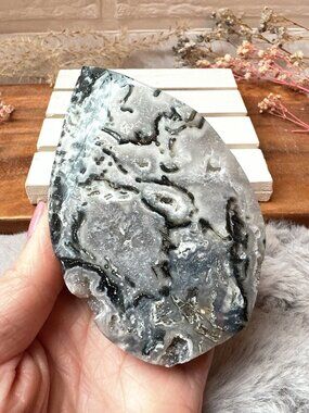 Beautiful Moss Agate Flame/Free Form
